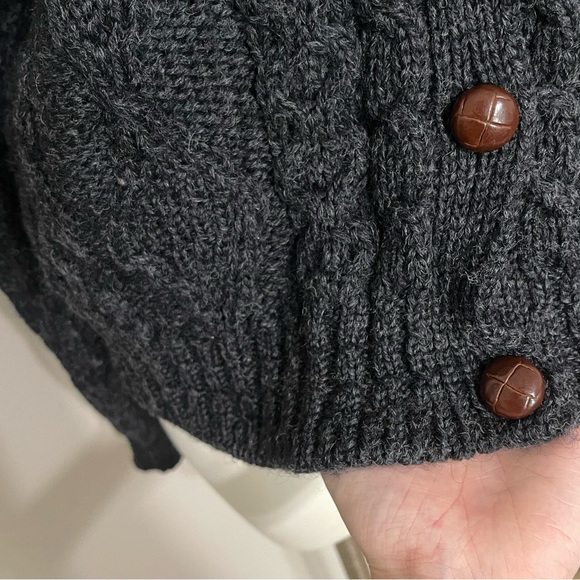 VTG 90s L.L. Bean Womens Irish Fisherman Cable Knit Button Down Cardigan Sweater - Picture 7 of 7